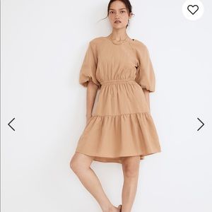 Madewell Seersucker Puff Sleeve Cutout Mini Dress